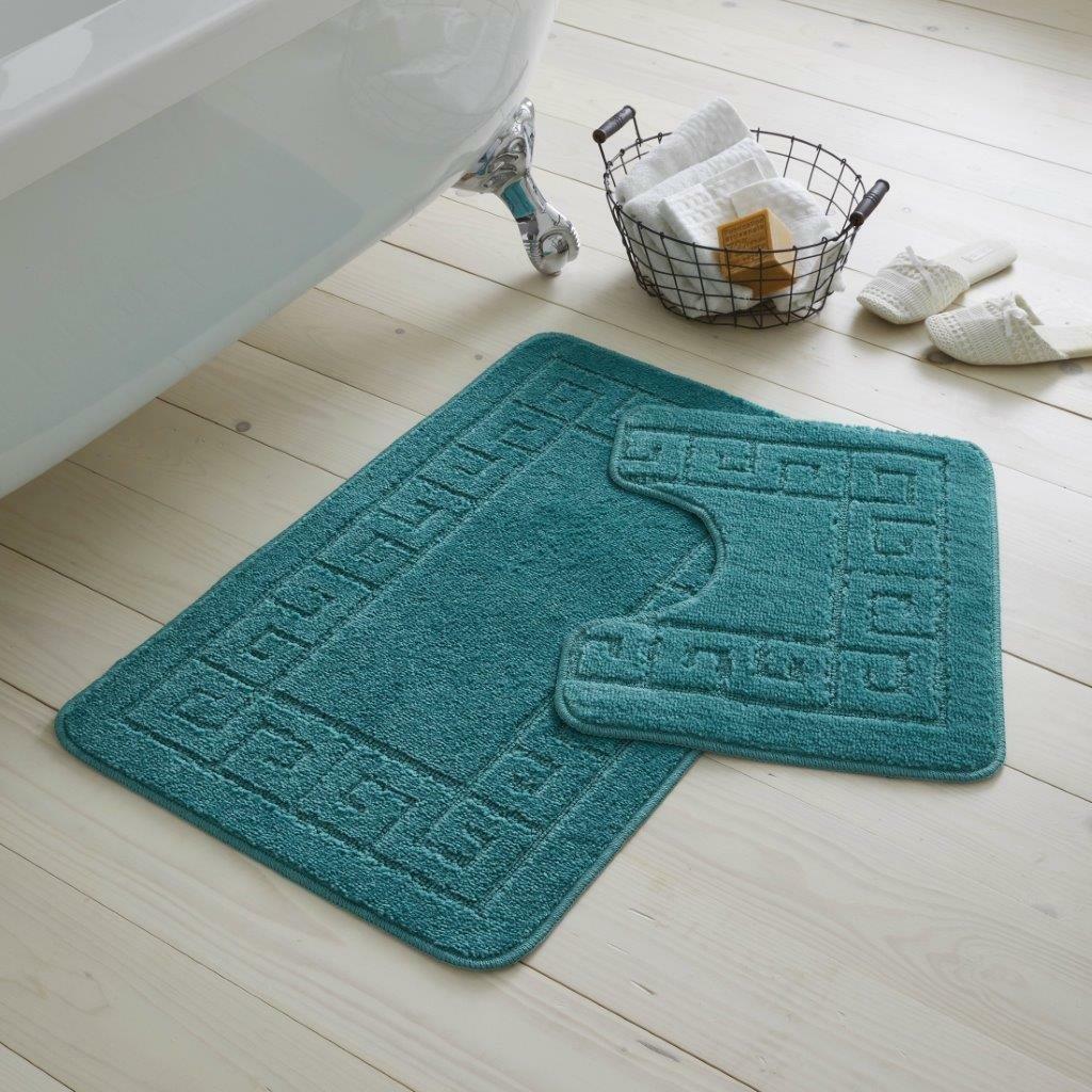 Bath Mat Set 2 Piece Greek Super Soft Bath Mat Pedestal Mat Non Slip Rubber Back