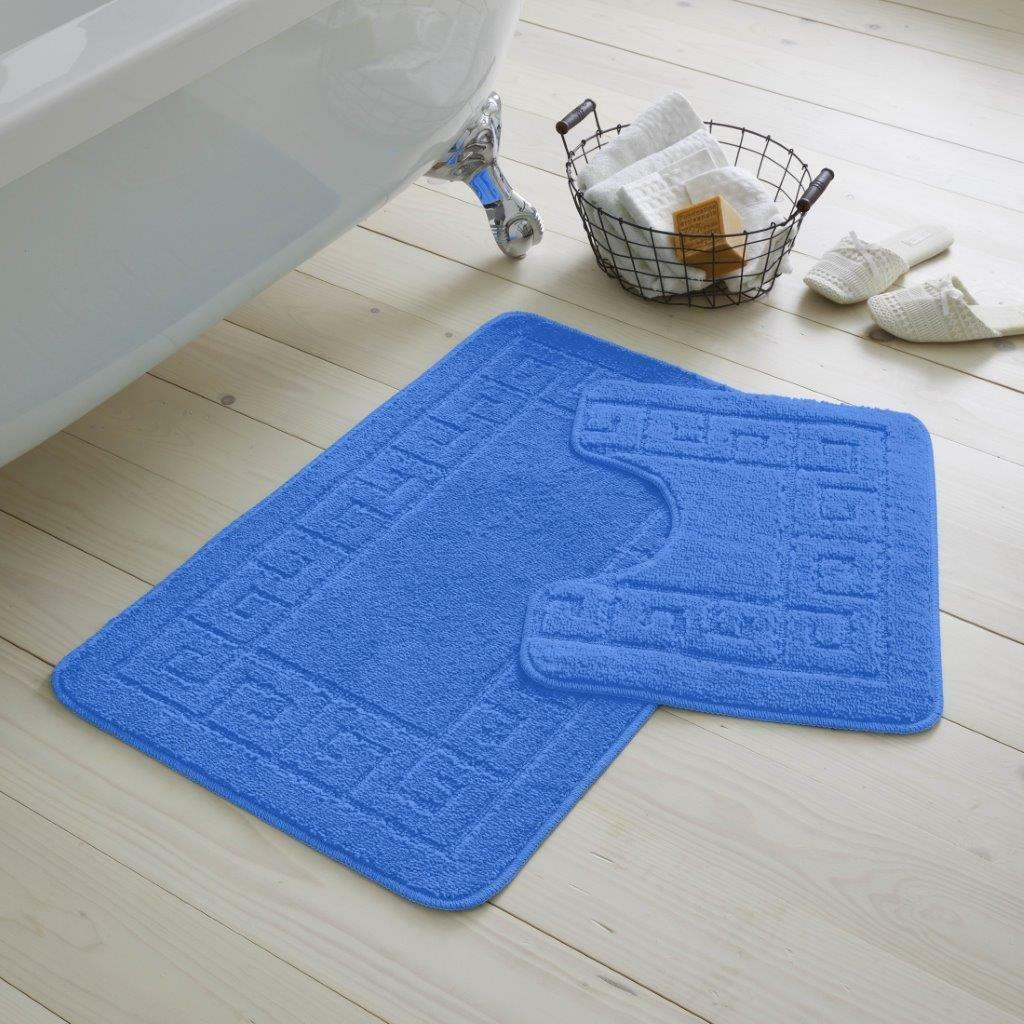 Bath Mat Set 2 Piece Greek Super Soft Bath Mat Pedestal Mat Non Slip Rubber Back