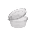 Hinged 2oz Clear Plastic Chutney Round Cup Pot With Lid Sauce Deli Condiment Dip