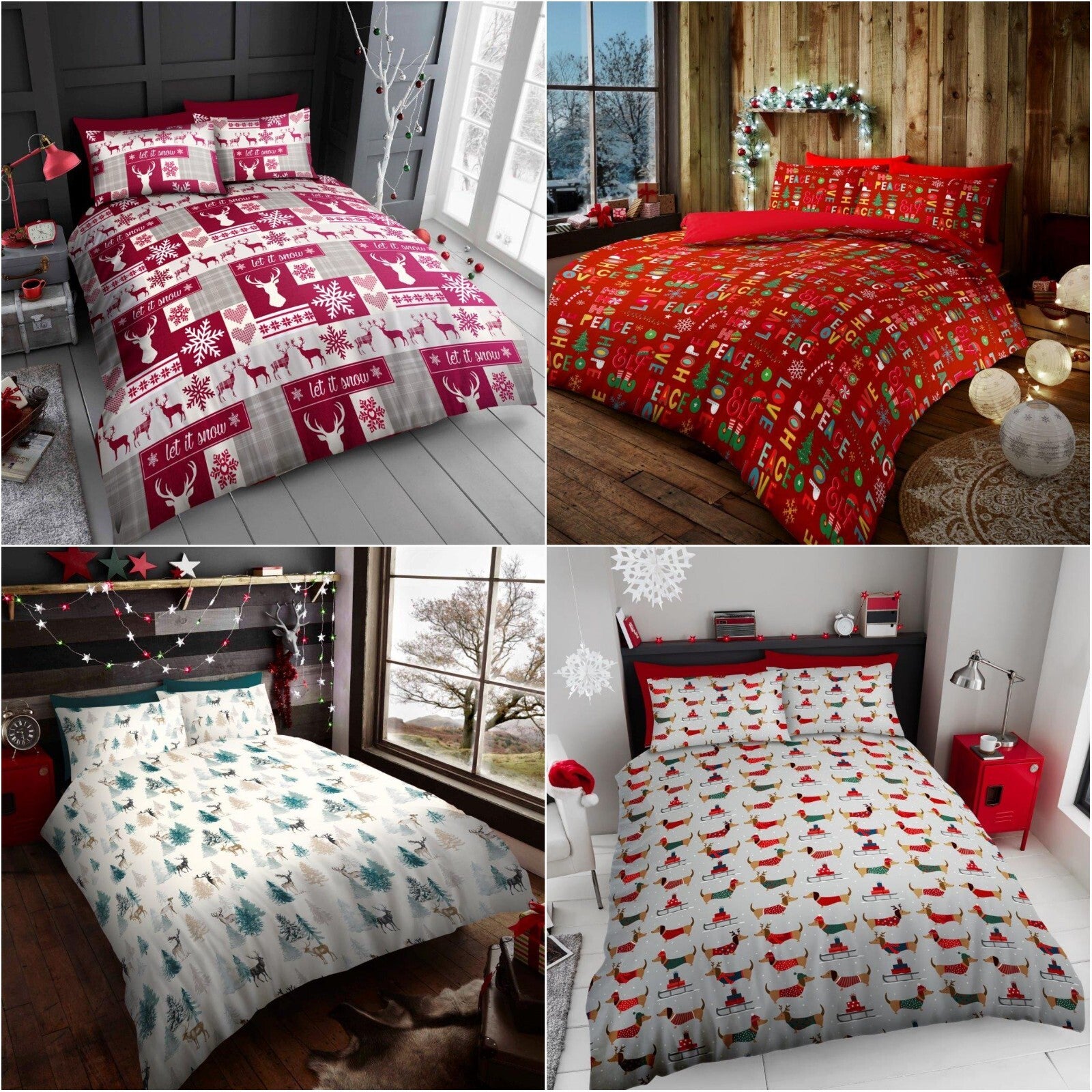Christmas Xmas Duvet Quilt Cover & Pillowcase Bedding Bed Set Microfibre
