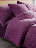 Teddy Bear Fleece Duvet Quilt Cover Bedding Set Plain Blue Beige Black Grey Pink