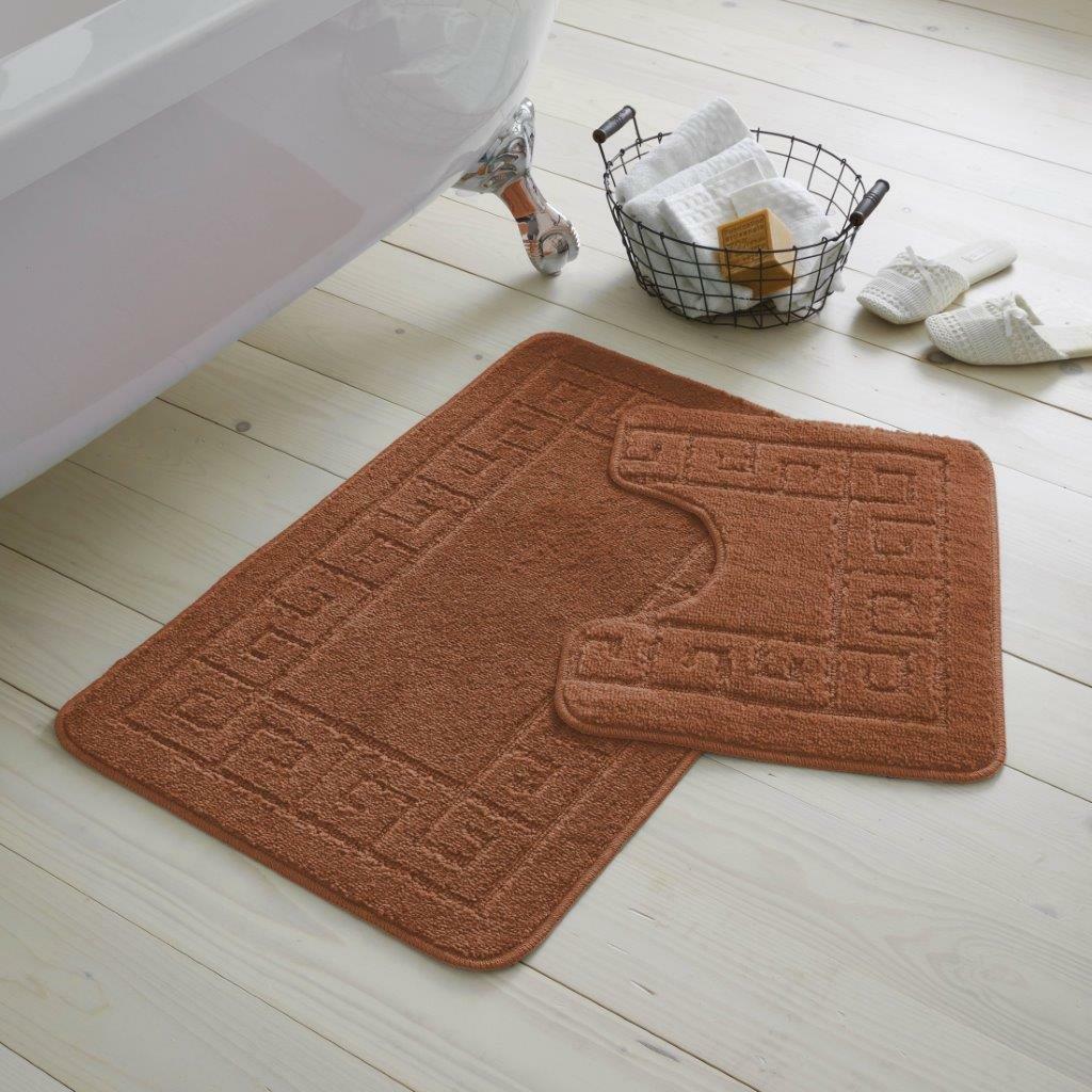 Bath Mat Set 2 Piece Greek Super Soft Bath Mat Pedestal Mat Non Slip Rubber Back