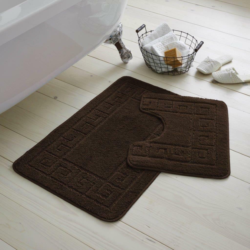 Bath Mat Set 2 Piece Greek Super Soft Bath Mat Pedestal Mat Non Slip Rubber Back