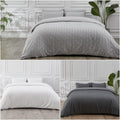 Audie Tufted Geometric Duvet Quilt Cover & Pillow Case Bedding Set Microfibre