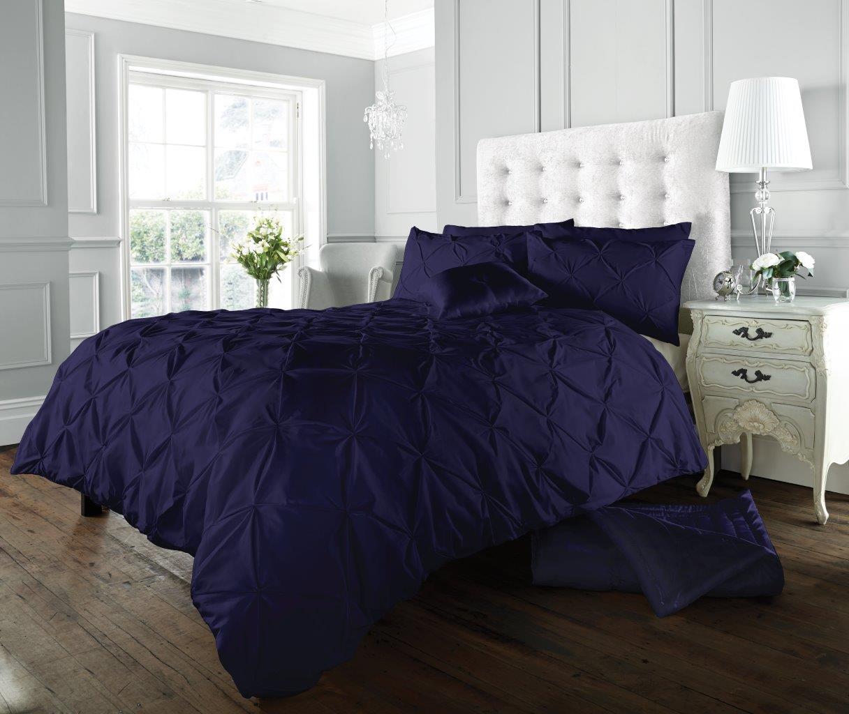 Alford Pintuck Luxurious Duvet Quilt Cover Bedding Set Silver Charcoal Grey