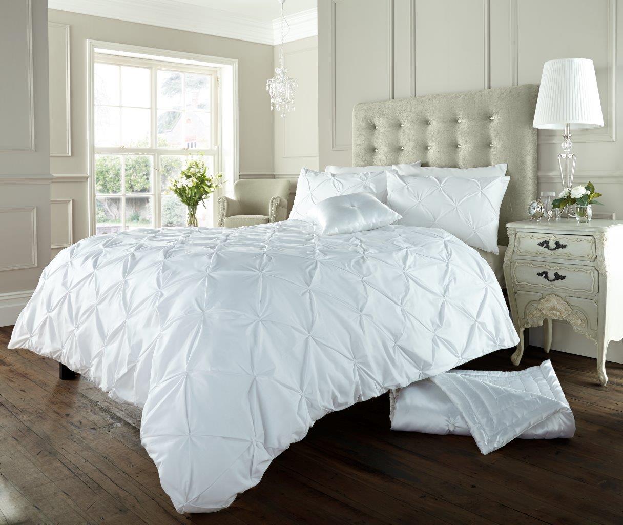 Alford Pintuck Luxurious Duvet Quilt Cover Bedding Set Silver Charcoal Grey