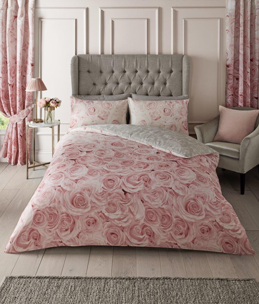 Bellerose Rose Pink Floral Flower Duvet Quilt Cover Bedding Set & Pillowcases