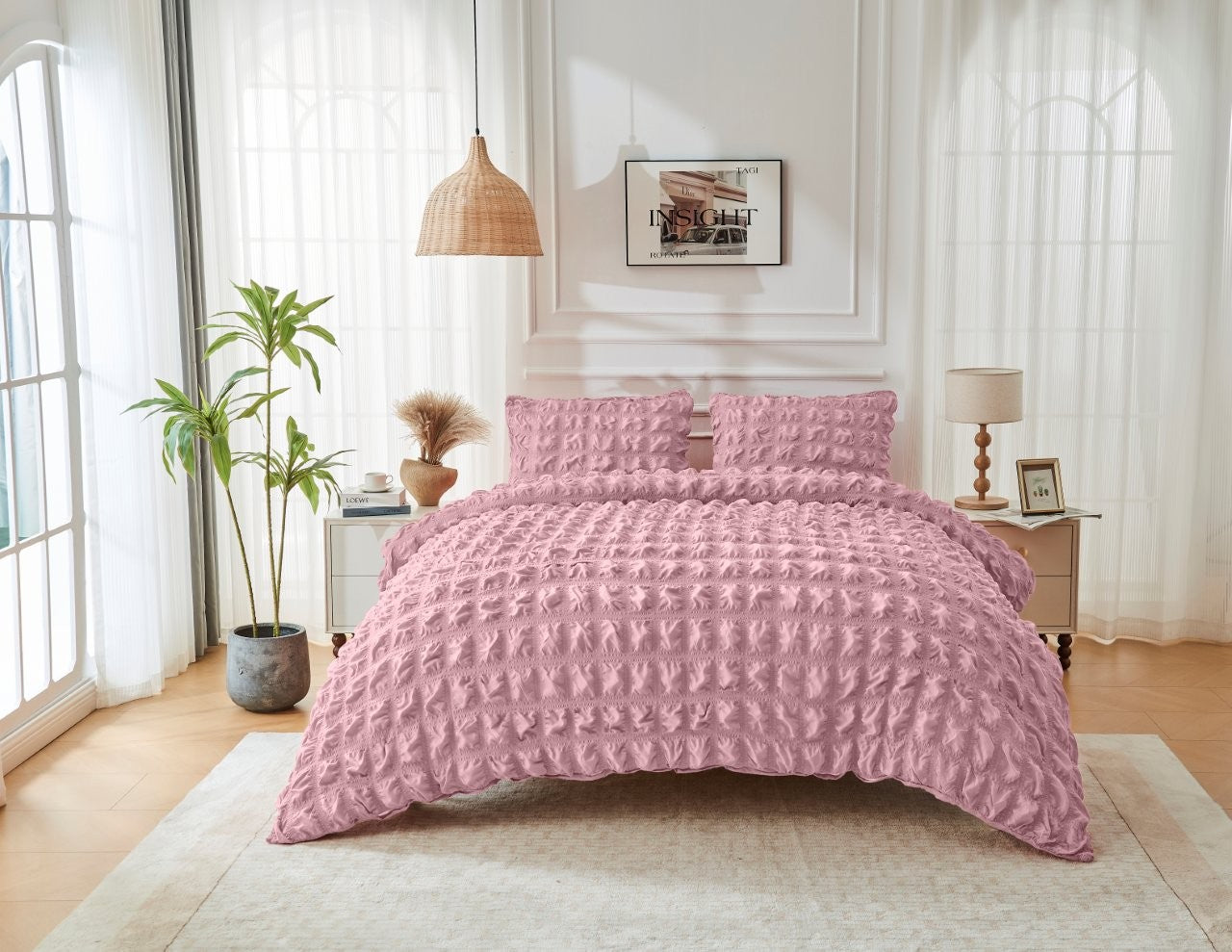 Seersucker Ripon Duvet Quilt Cover Pillow Case Bedding Bed Set 6 Colours