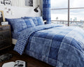 Duvet Cover Set Double King Check Bedding – Denim Red Grey Blue with Pillowcases