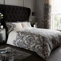 Empire Damask Duvet Quilt Cover & Pillow Case Bedding Set Black Cream Purple