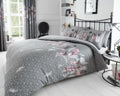 Feathers Duvet Quilt Cover & Pillow Case Bedding Set Grey Pink Yellow White