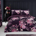 Flora Floral Duvet Quilt Cover & Pillow Case Bedding Set Purple Teal