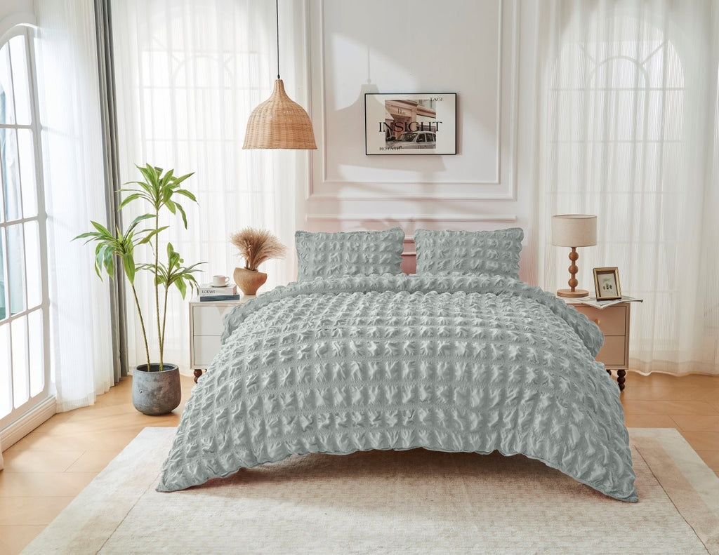 Seersucker Ripon Duvet Quilt Cover Pillow Case Bedding Bed Set 6 Colours