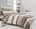 Hudson Stripe Duvet Quilt Cover & Pillow Case Bedding Set Grey Natural Teal