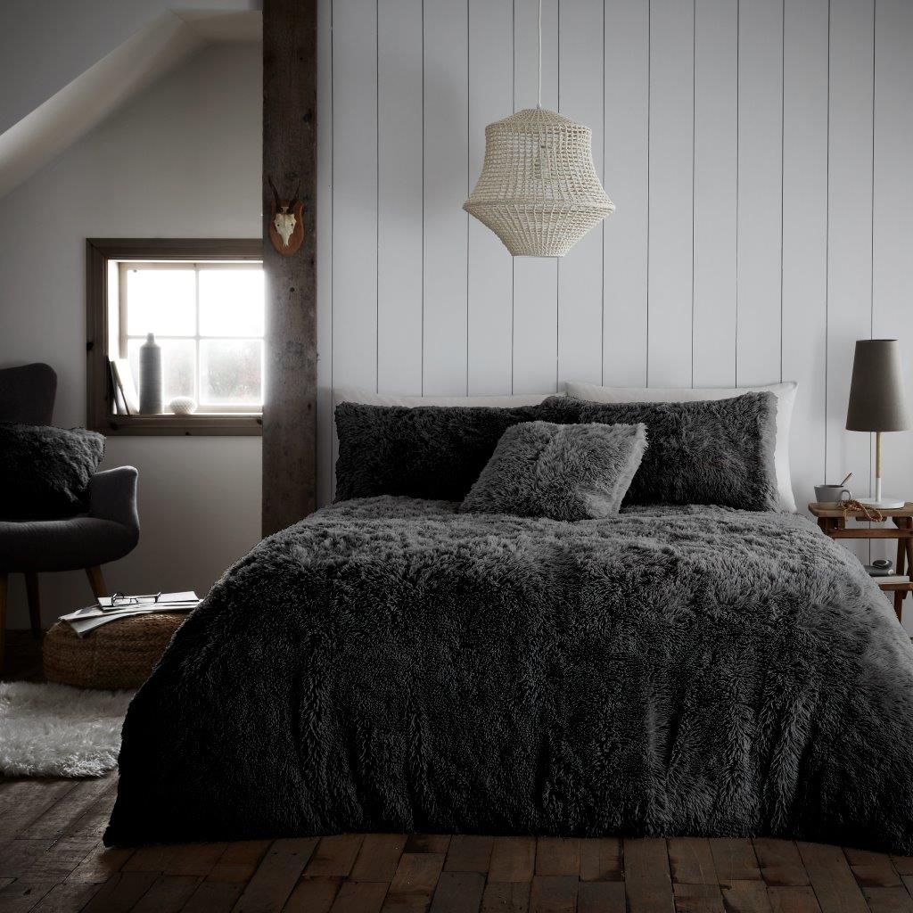 Hug Snug Fluffy Fur Fleece Duvet Quilt Cover Super Soft Cozy Bedding Set / Throw