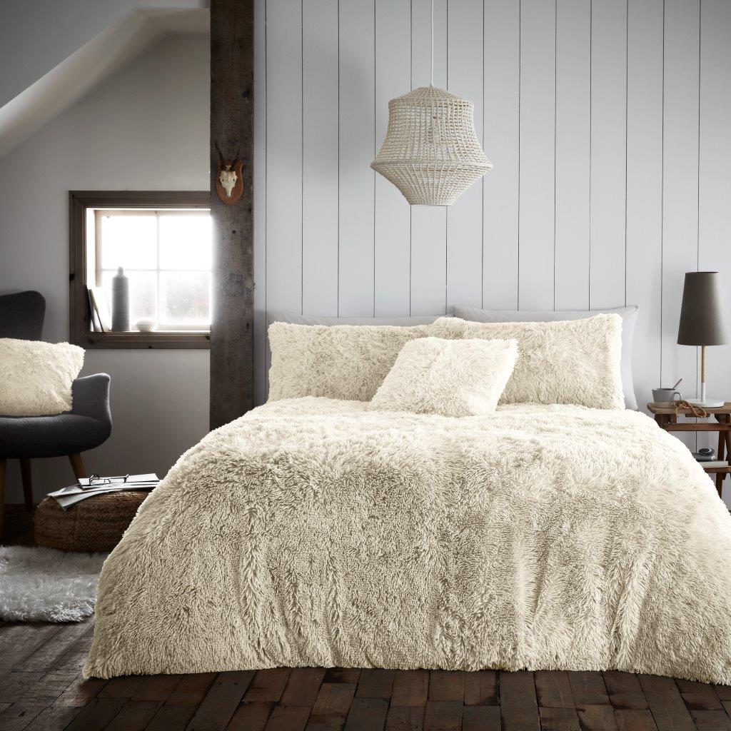 Hug Snug Fluffy Fur Fleece Duvet Quilt Cover Super Soft Cozy Bedding Set / Throw