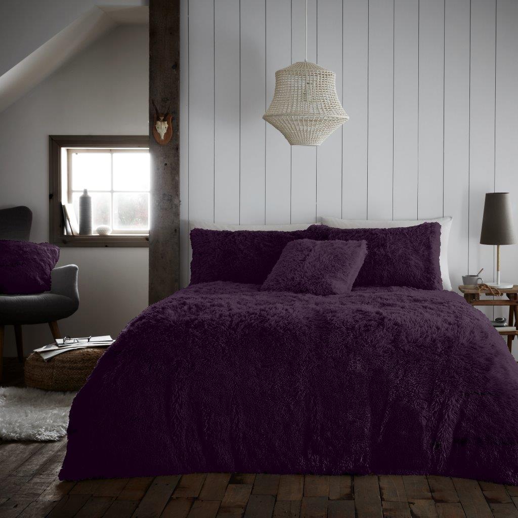Hug Snug Fluffy Fur Fleece Duvet Quilt Cover Super Soft Cozy Bedding Set / Throw