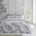 Magnolia Dreams Floral Flower Duvet Quilt Cover & Pillow Case Bedding Set Grey