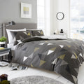 Marco Triangle Duvet Quilt Cover & Pillow Case Bedding Set Grey Purple