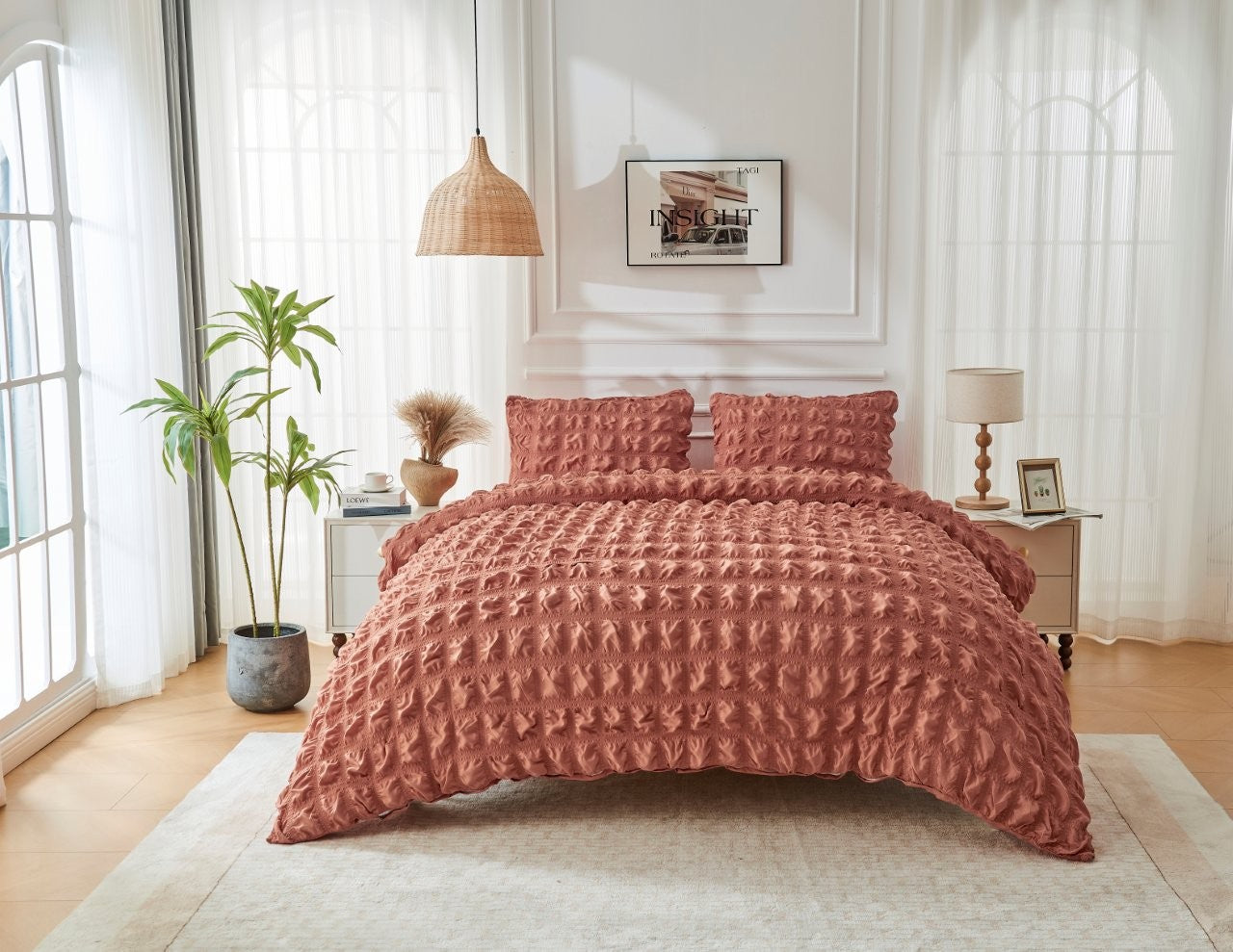 Seersucker Ripon Duvet Quilt Cover Pillow Case Bedding Bed Set 6 Colours