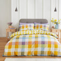 Sunny Gingham Check Duvet Quilt Cover & Pillow Case Bedding Set Blush Pink Multi