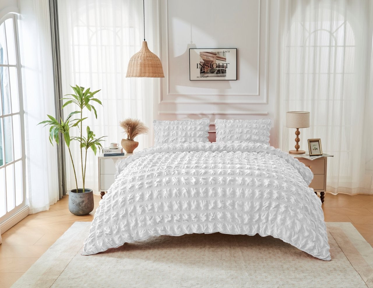 Seersucker Ripon Duvet Quilt Cover Pillow Case Bedding Bed Set 6 Colours