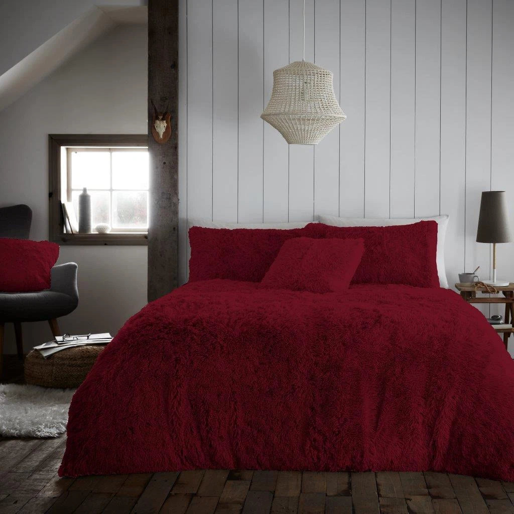 Hug Snug Fluffy Fur Fleece Duvet Quilt Cover Super Soft Cozy Bedding Set / Throw