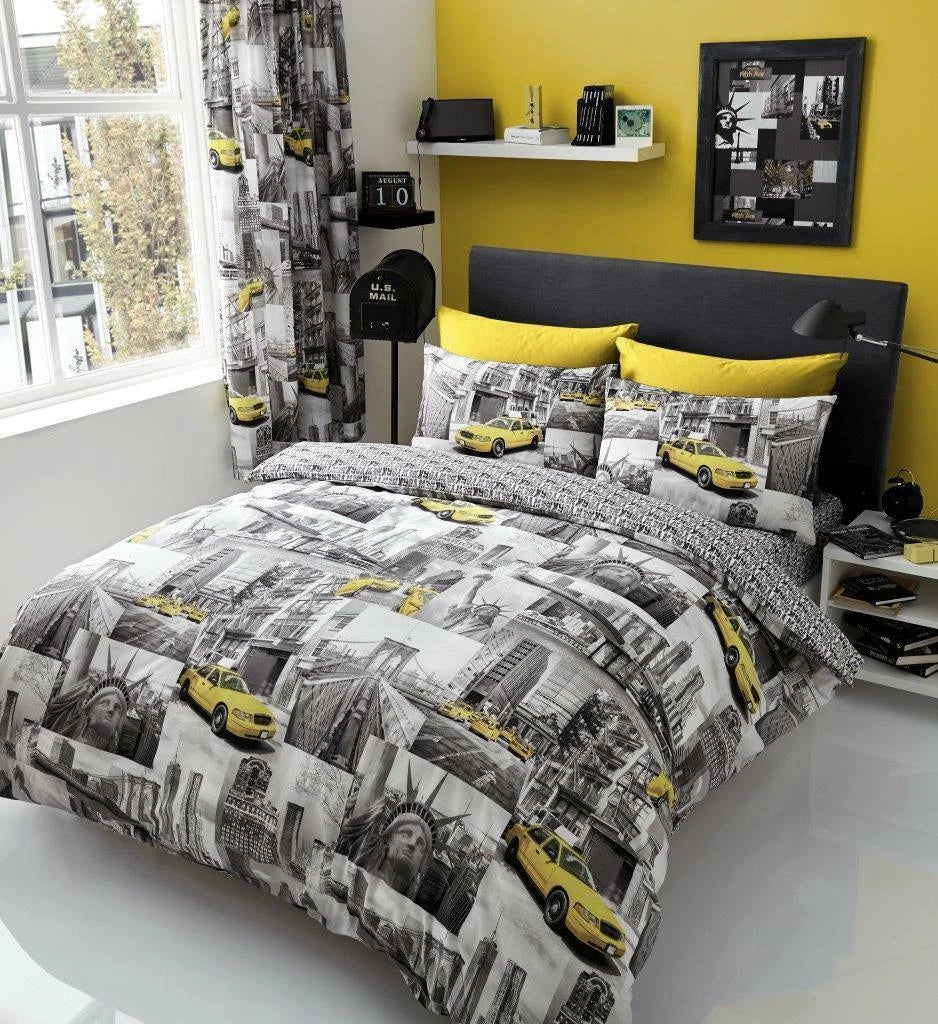 World Cities Theme NYC Paris London Luxurious Duvet Quilt Cover Bedding Set